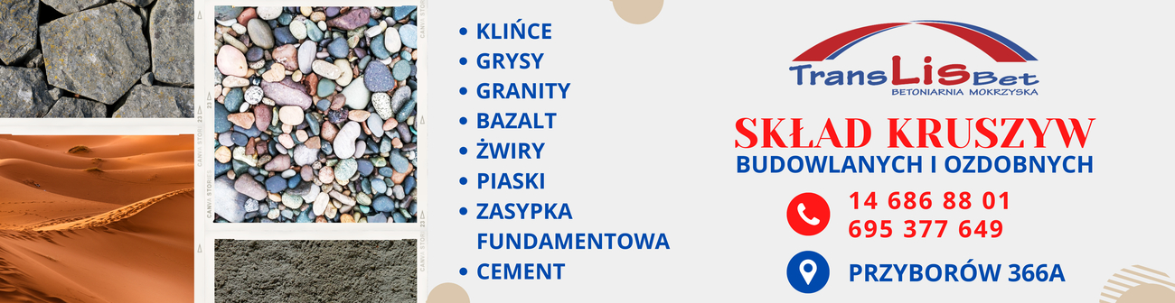 Zdjęcie na okładce dla Trans-Lis-Bet Przyborów. Skład Kruszyw Budowlanych i Ozdobnych